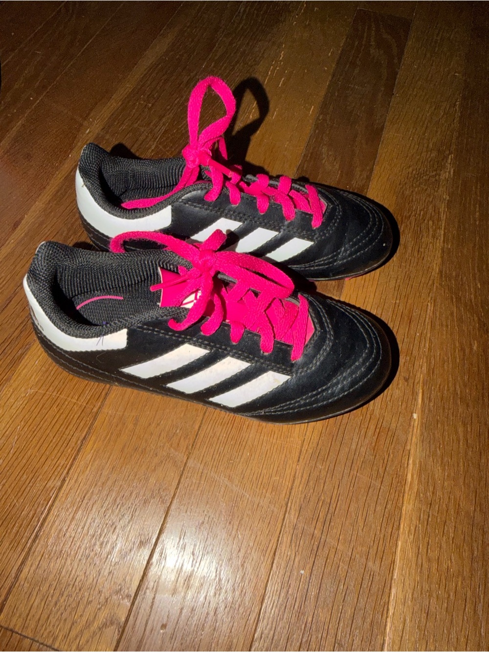 adidas Kids Black Sneakers with Pink Laces